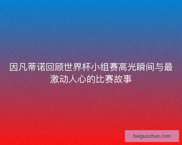 因凡蒂诺回顾世界杯小组赛高光瞬间与最激动人心的比赛故事