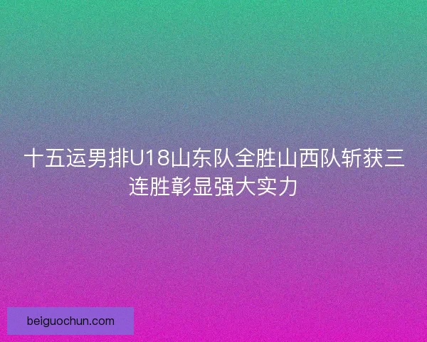 十五运男排U18山东队全胜山西队斩获三连胜彰显强大实力