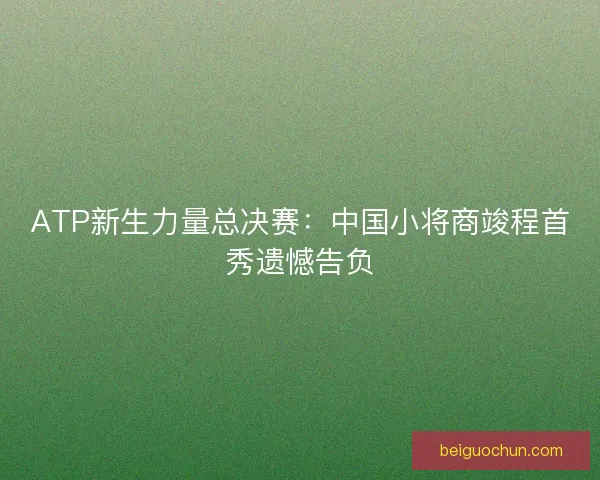 ATP新生力量总决赛：中国小将商竣程首秀遗憾告负