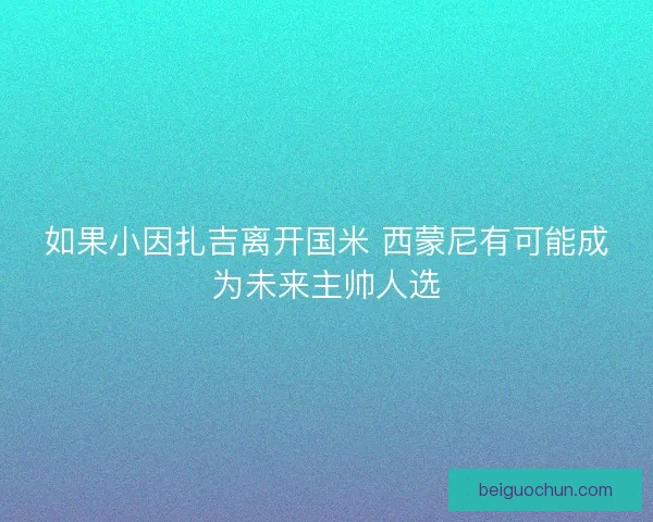 如果小因扎吉离开国米 西蒙尼有可能成为未来主帅人选 如果小因扎吉离开国米 西蒙尼有可能成为未来主帅人选