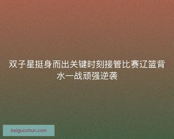 双子星挺身而出关键时刻接管比赛辽篮背水一战顽强逆袭